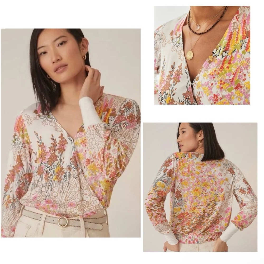 NWT- Anthropologie Tiny Callie Floral Top Long Sleeve Lightweight